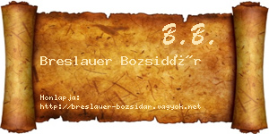Breslauer Bozsidár névjegykártya